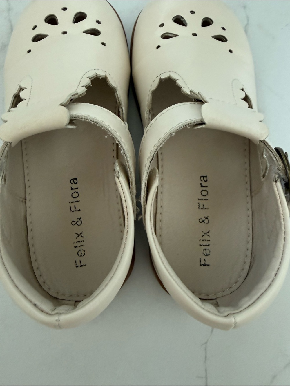 Felix & Flora Cream Girls' Mary Jane Dress Shoes Size 10T - Picture 5 of 6